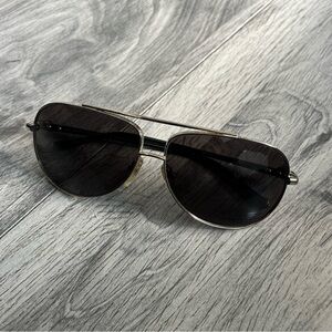Chrome Hearts Silver Frame Black Lens Aviator Sunglasses